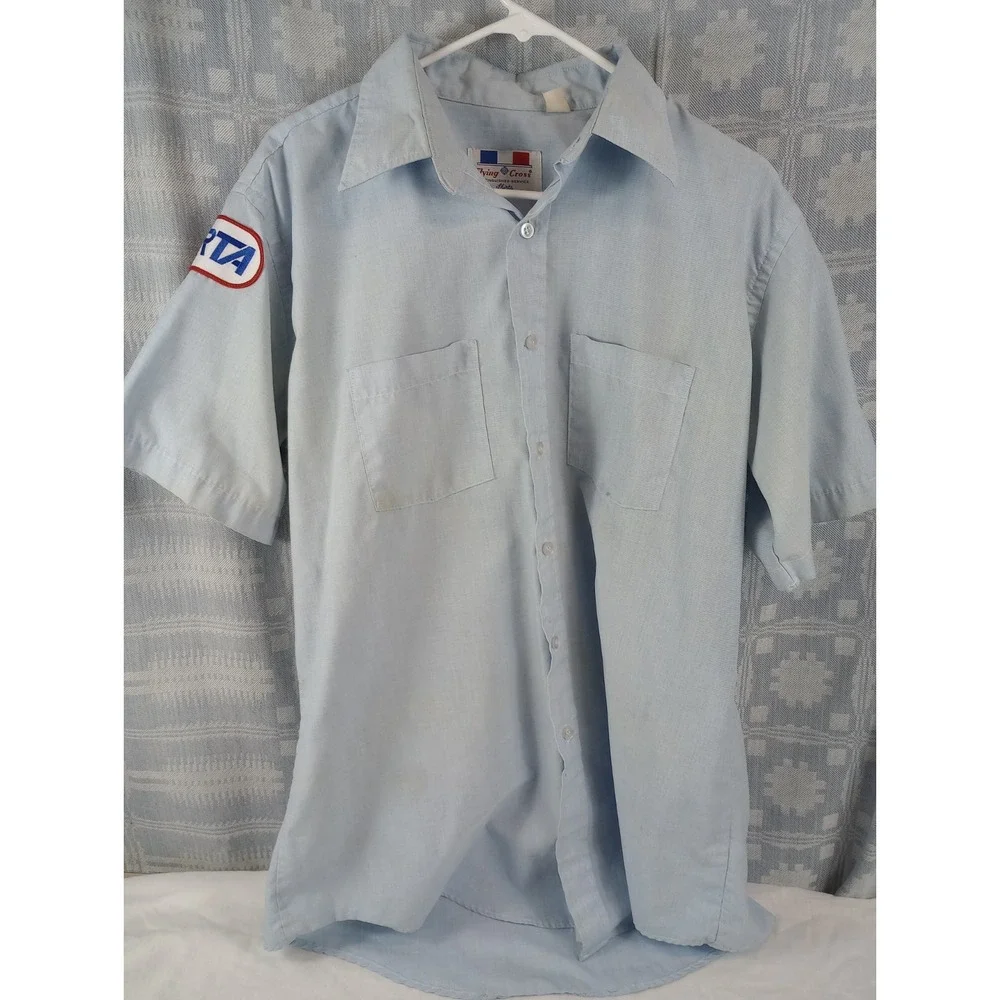 VTG Flying Cross Uniform Shirt Men's Size Large W/Patch Stained Thrashed Rock - Picture 1 of 10